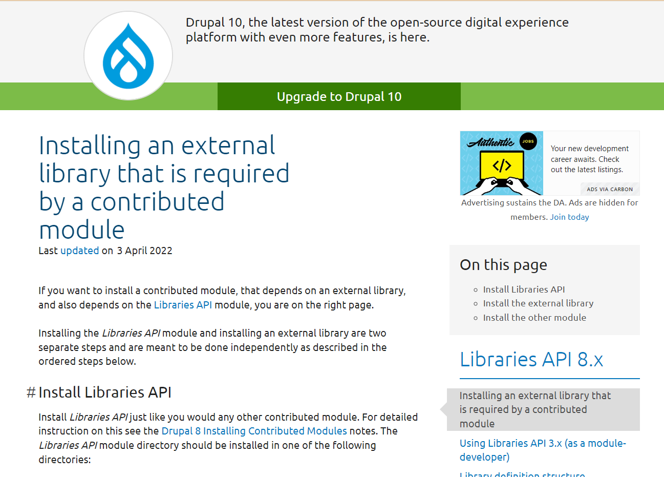 Installer une librarie requise par un module contribué DRUPAL.
