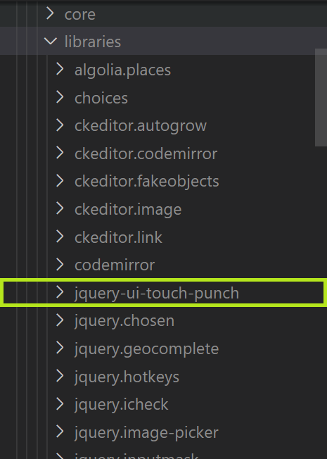 Vérifier la présence de la librairie jquery-ui-touch-punch dans l'arborescence DRUPAL